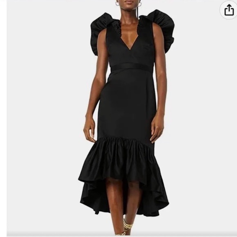 NWT Making The cut black high low tie open back ruffles cotton dress size S& XL